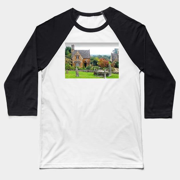 Blockley Village Cottage Cotswolds Gloucestershire Baseball T-Shirt by AndyEvansPhotos